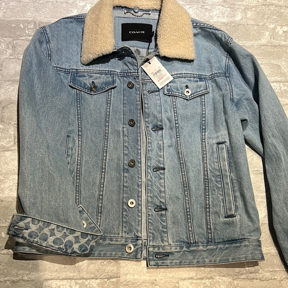 Coach Blue Jean Jacket with Cream Collar